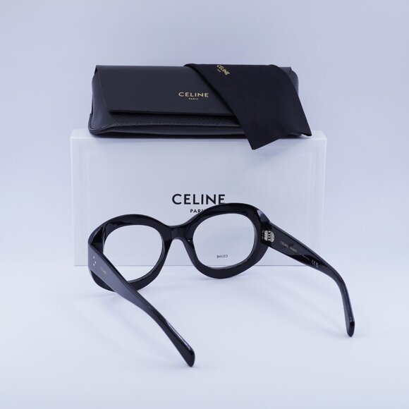 Celine CL50149I 001 Round Eyeglasses 53mm - Shiny Black - Picture 9 of 10